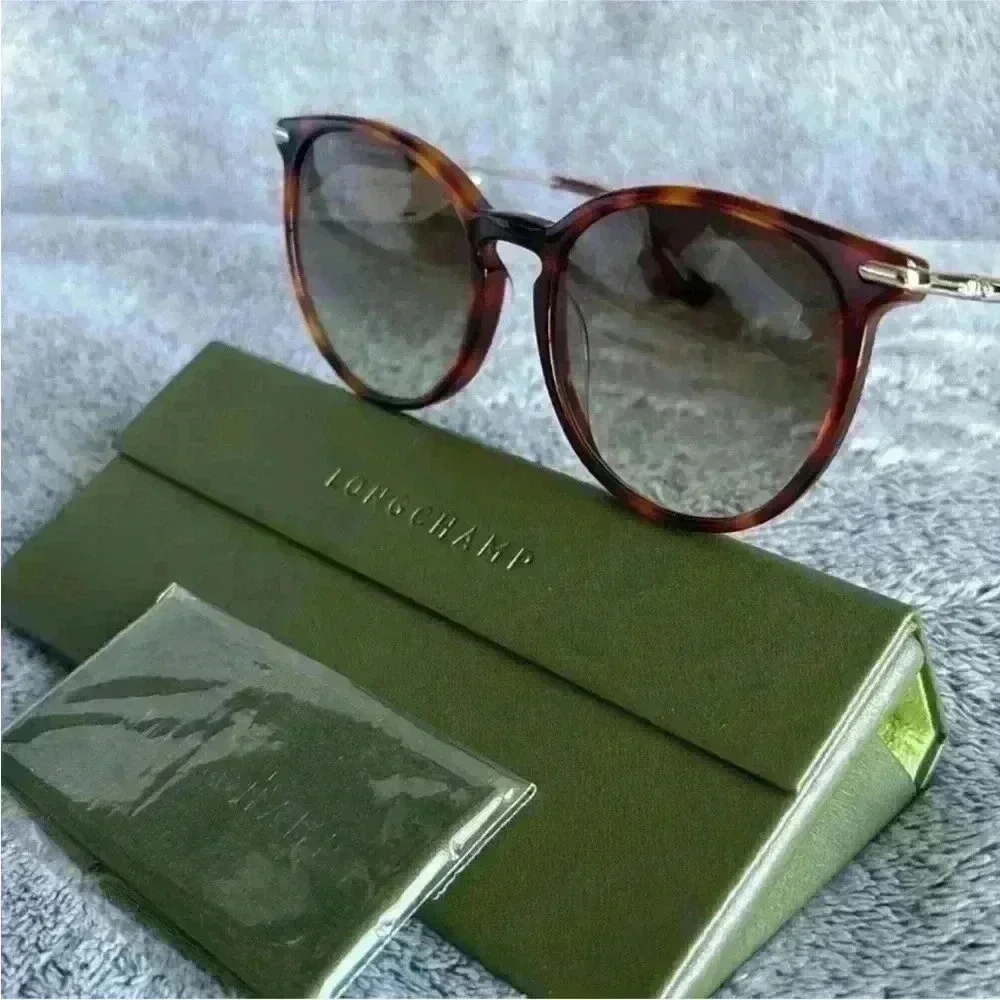 Longchamp Roseau 54mm Round Sunglasses in Havana/Khaki NWT
